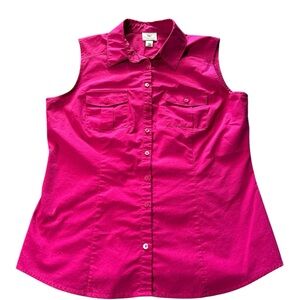 Worthington sleeveless dress shirt - magenta w/pockets